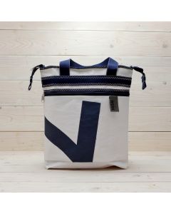 Taschenrucksack weiß-blau, groß